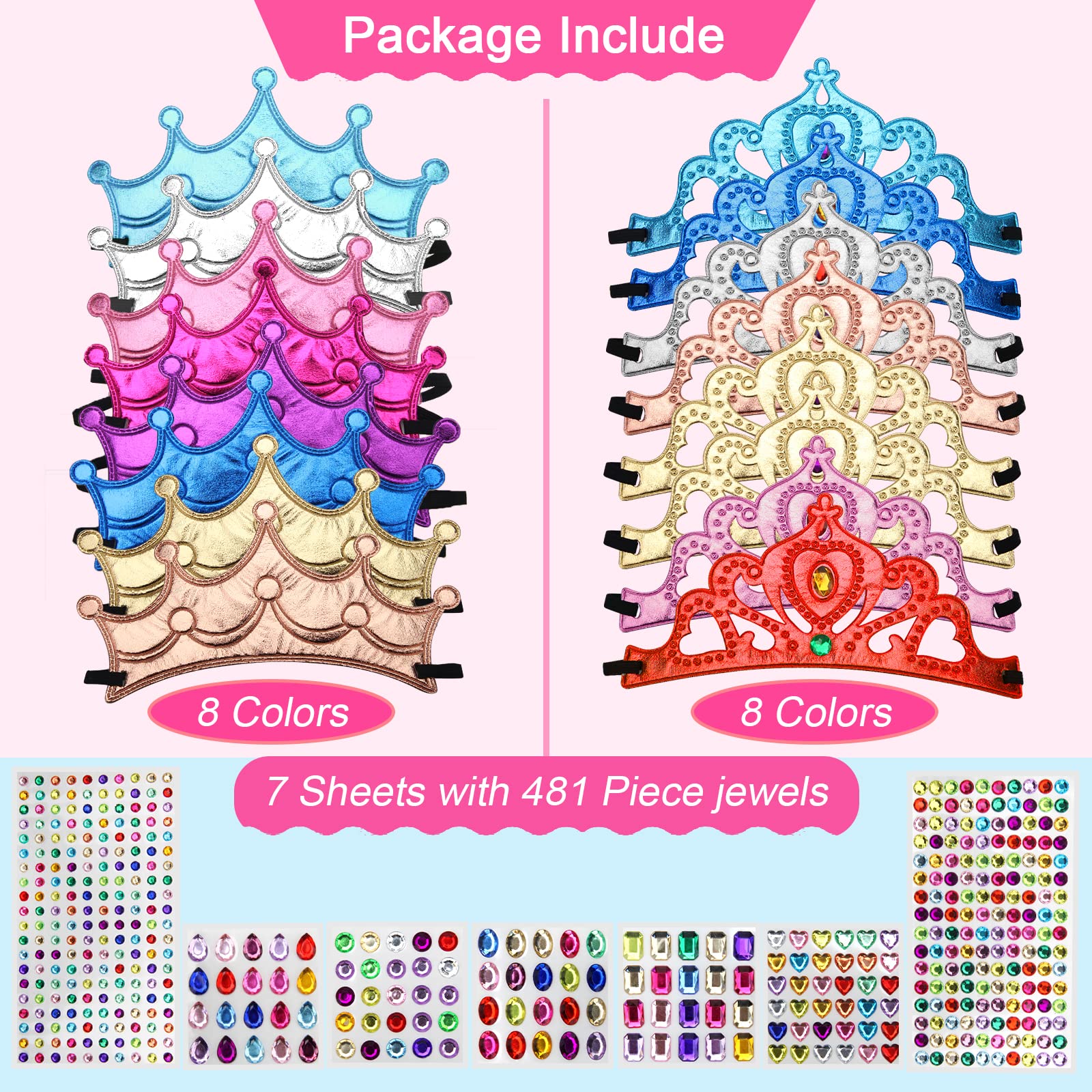 AHIER non-woven fabric crowns in vivid colors for kids