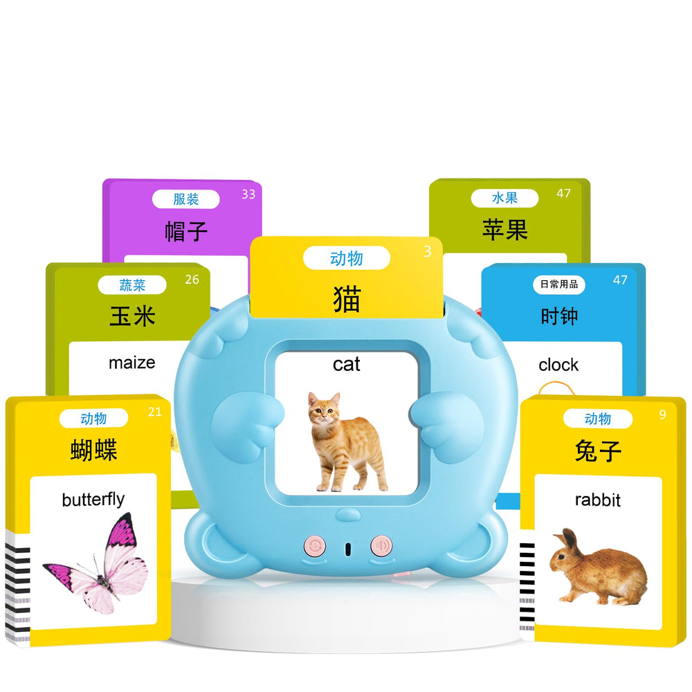 AHJ card reader in action with Chinese-English talking flash cards.