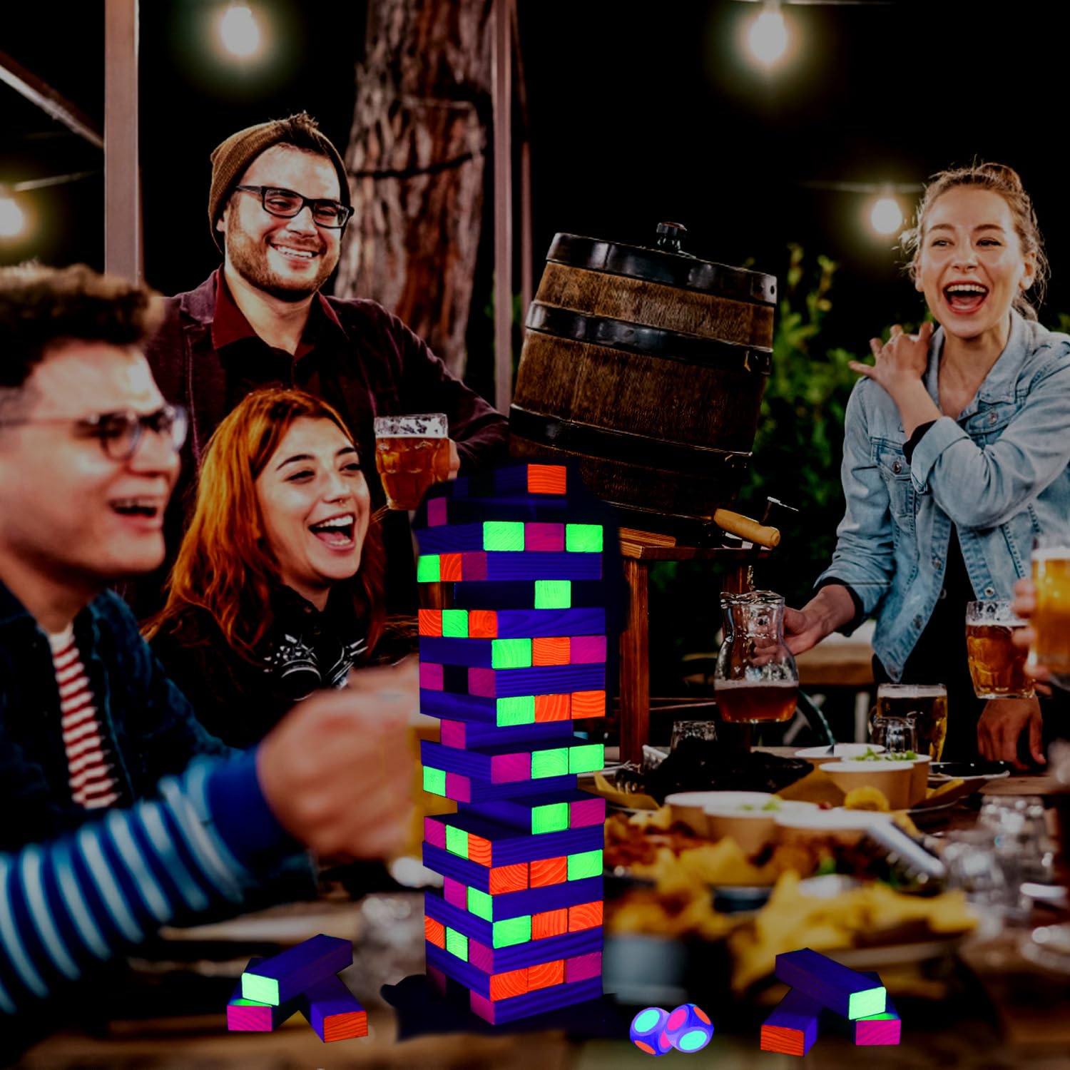 Ahuimeius 54-piece glow set anchors family game night.