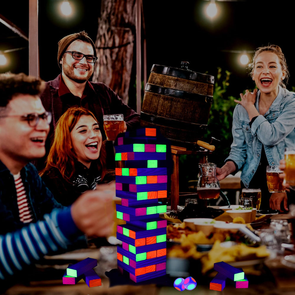 Ahuimeius 54-piece glow set anchors family game night.