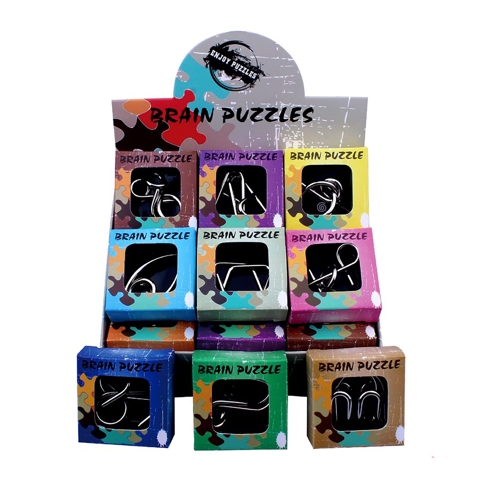 Ahyuan 24-pack metal puzzles set, ready for gifting and mind workouts.
