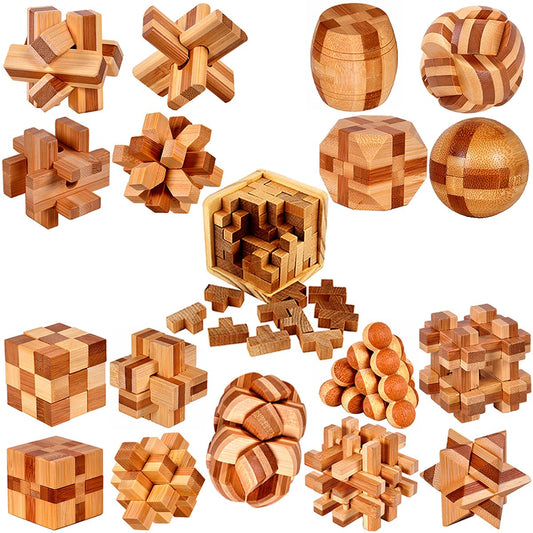 Ahyuan bamboo brain teaser set in a gift box delivers a satisfying, sharable challenge.