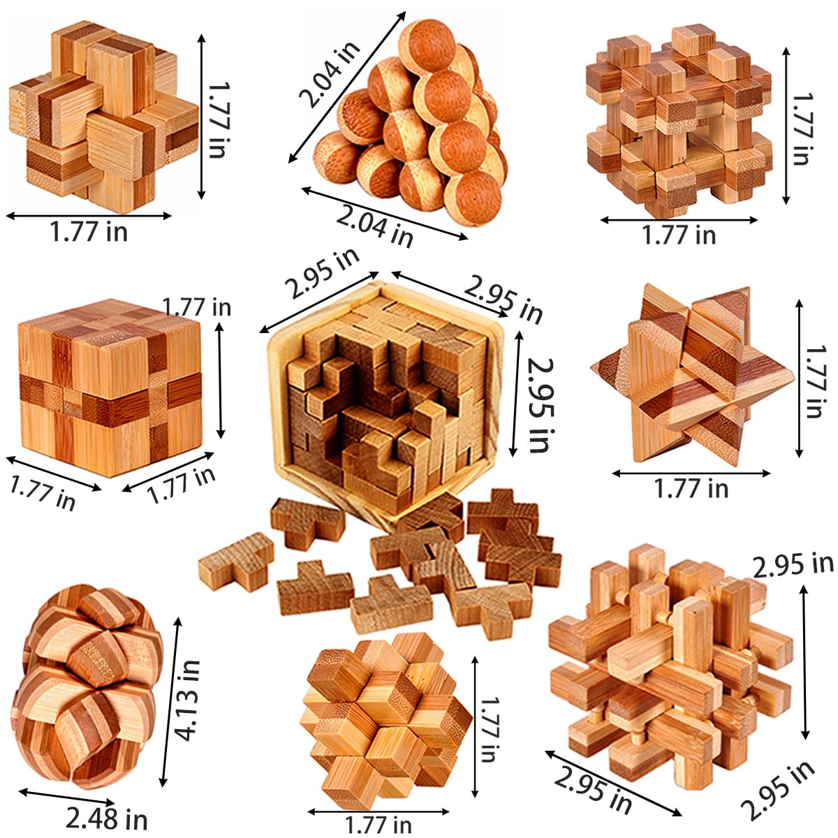 Ahyuan bamboo burrs combine traditional charm with modern brainteaser appeal.