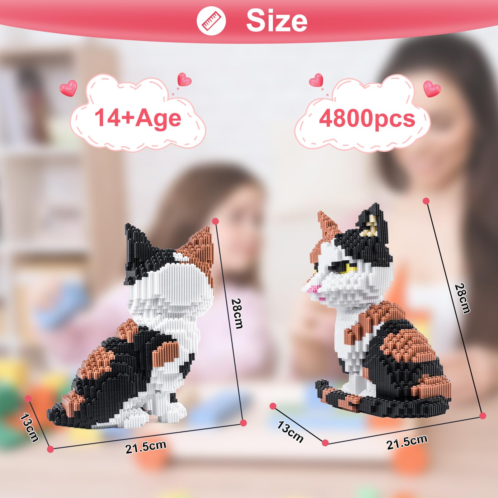 AHZILEI mini cat blocks display after building