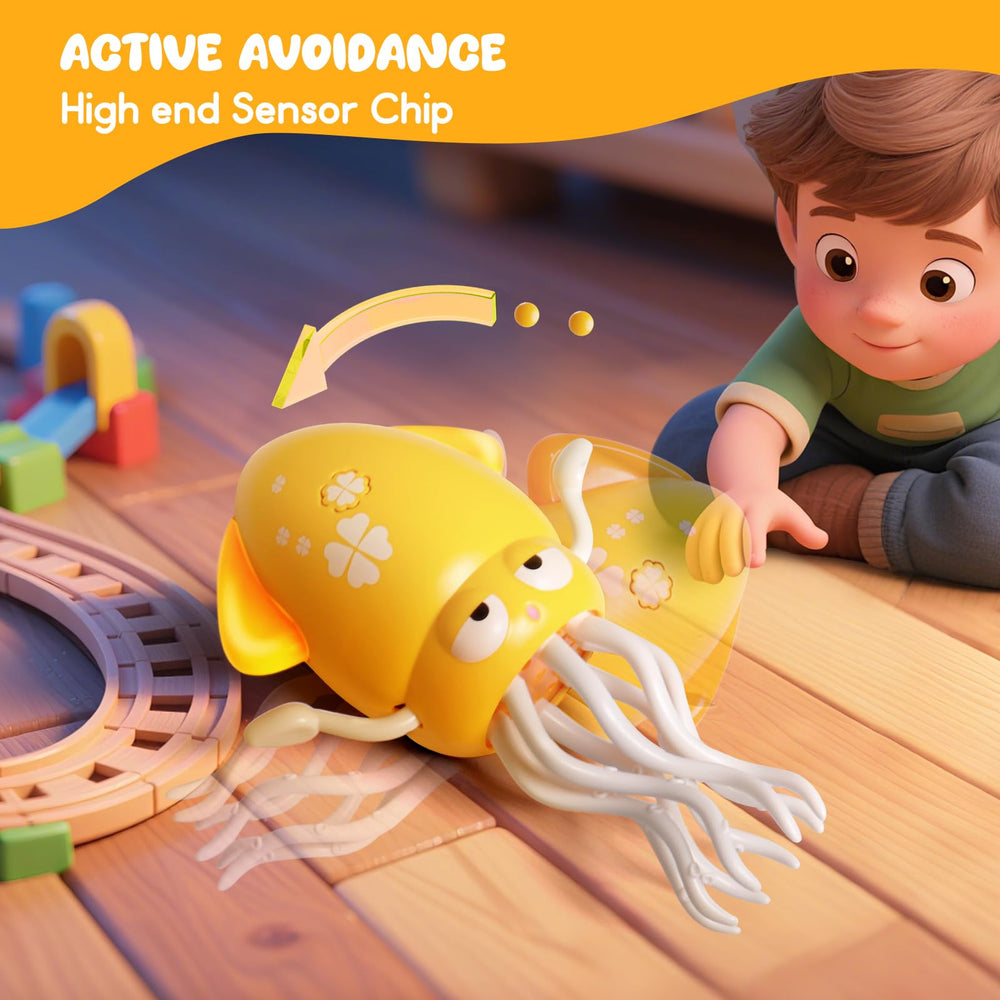 AiDolls Dancing Octopus Toy demonstrates safe obstacle navigation on smooth floors