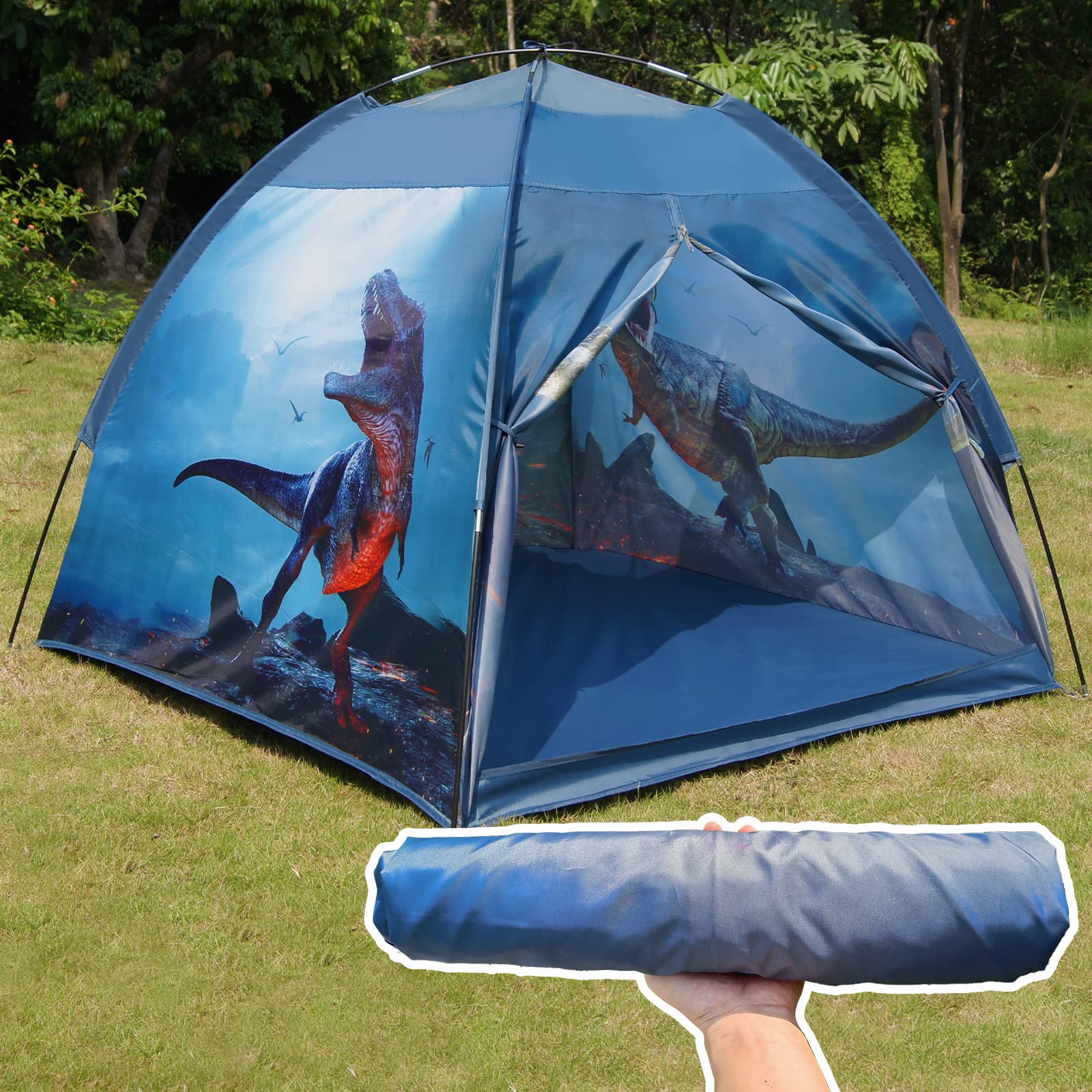 Ai-Uchoice dinosaur tent accommodates 2-3 kids for group play.