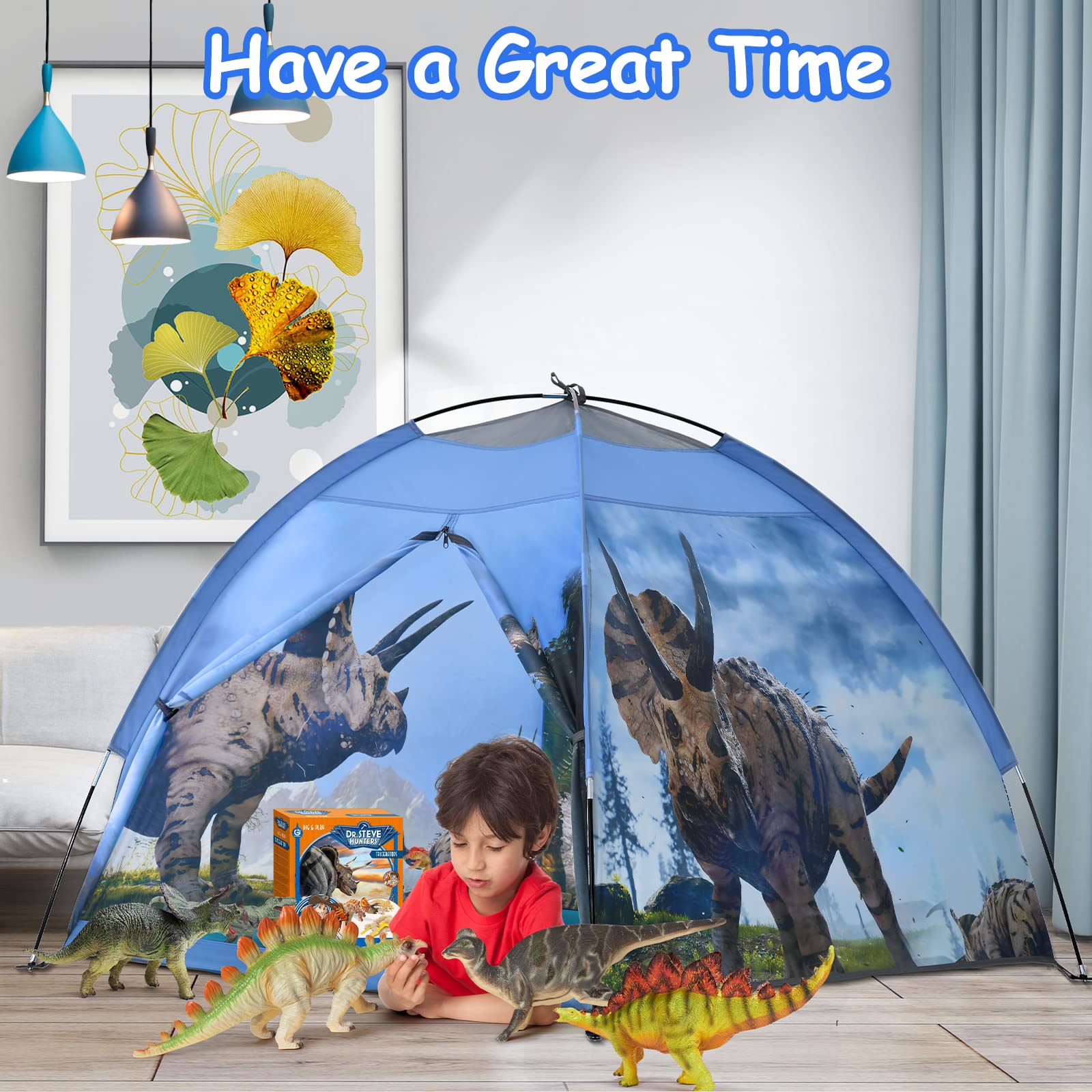 Ai-Uchoice dinosaur tent interior with roomy space for two kids