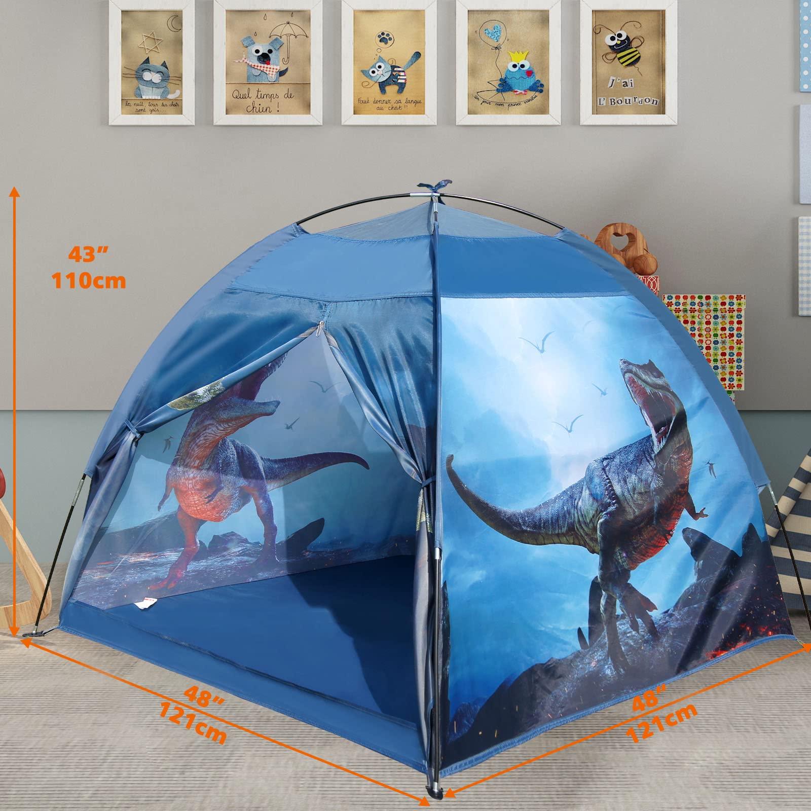 Ai-Uchoice dinosaur tent interior provides cozy storytelling space.