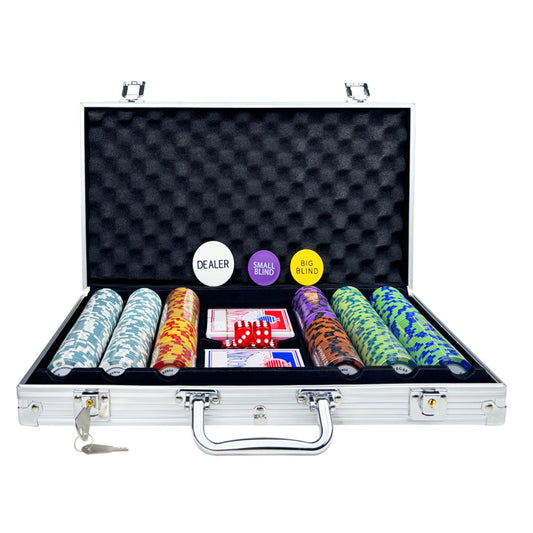 AIBETOMG poker chips 300p in assorted colors for easy denomination tracking.