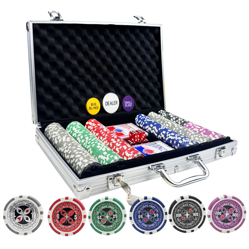 AIBETOMG poker chips 300pc set with case for portable home games