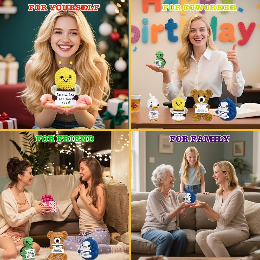 AicooFest mini crochet animals set includes five inspirational characters.