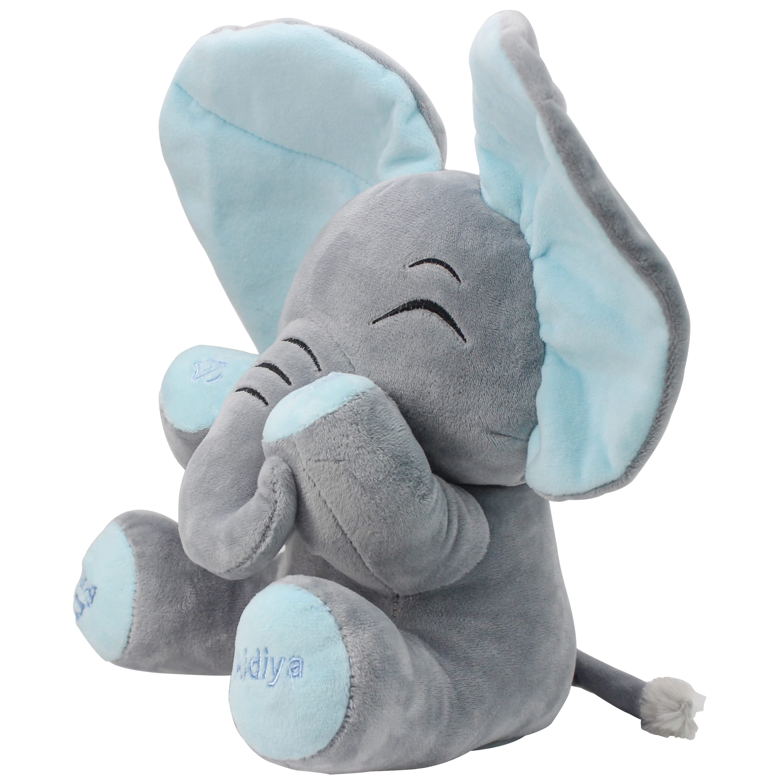 Aidiya blue plush elephant is ultra soft and comforting for cuddles.