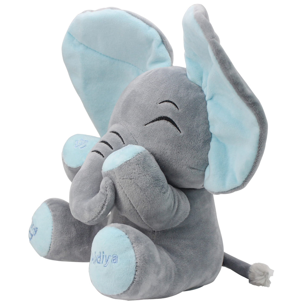 Aidiya blue plush elephant is ultra soft and comforting for cuddles.