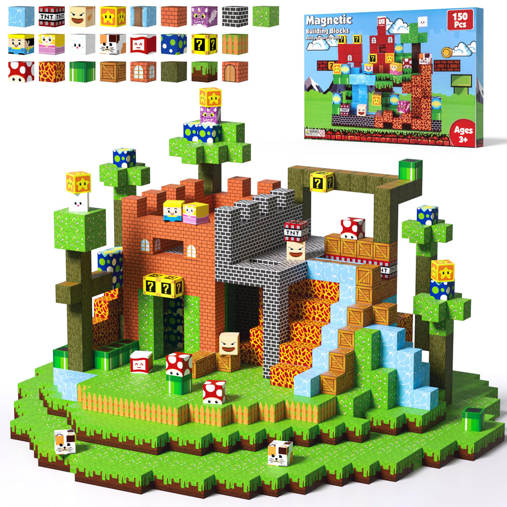 AiDolls Magnetic Blocks close-up of castle walls and magnets.