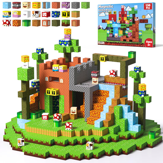 AiDolls Magnetic Blocks close-up of castle walls and magnets.