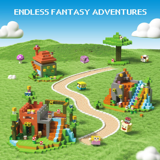AiDolls Magnetic Blocks dragons scene inspires imaginative storytelling and play.
