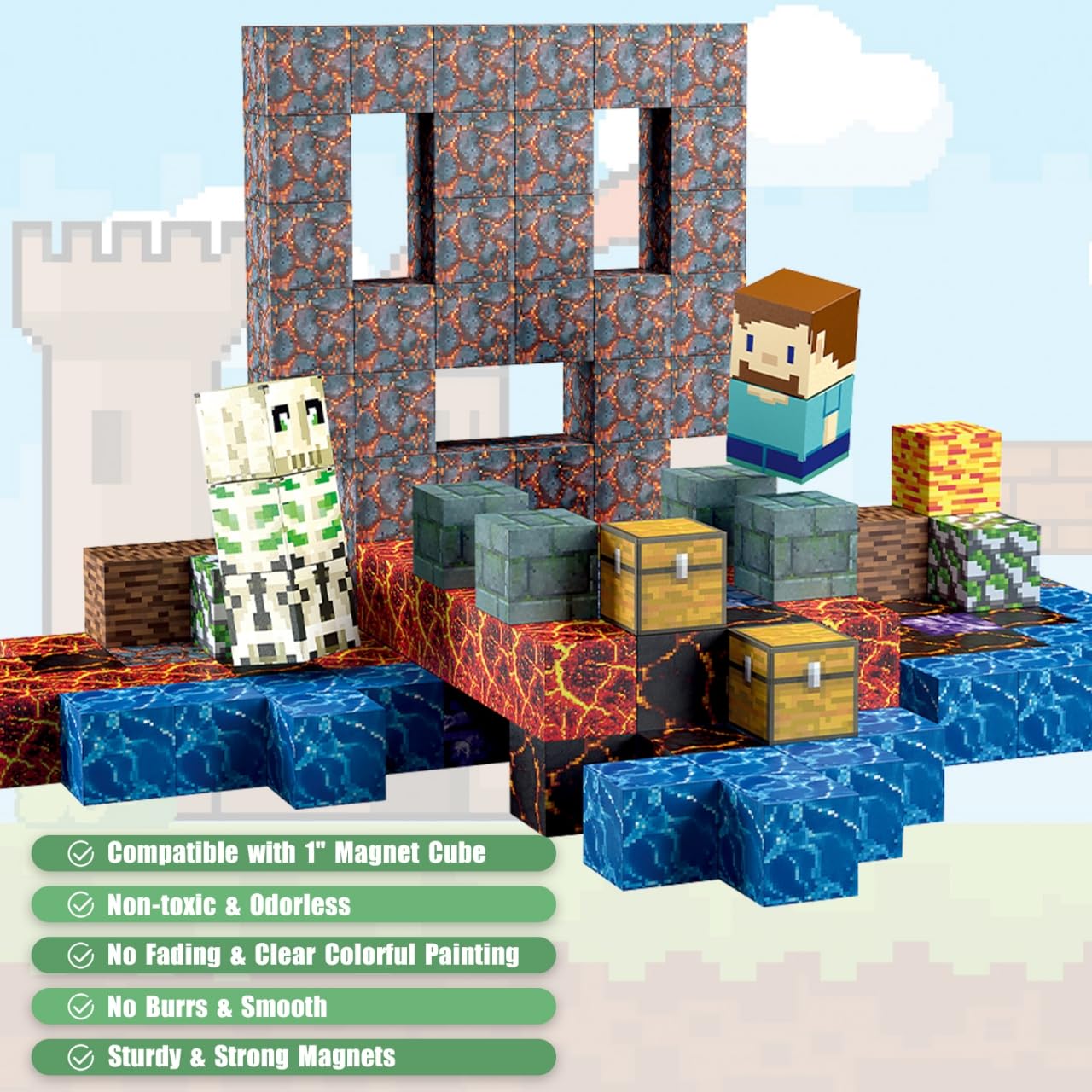 AIDYVOI 213-piece magnetic blocks set colorful-pieces demonstrates vibrant STEM-friendly designs.