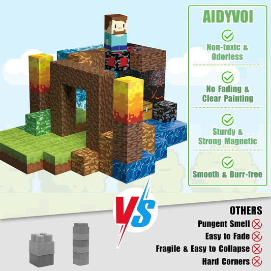 AIDYVOI magnetic blocks colorful-tiles scene highlights vibrant pieces for imaginative builds.