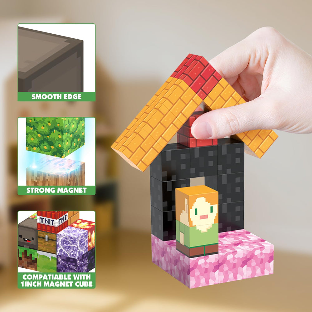 AIDYVOI magnetic blocks connected with other sets for wider creations.