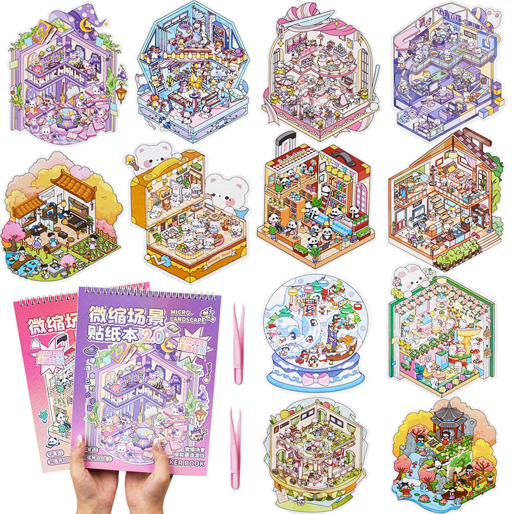 Aifong two-books big-size 3D house stickers cover, inviting creative play and arrangement.