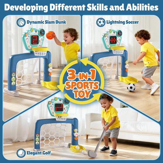 AIGIMU toddler sports toy soccer goal promotes energetic kicking and leg movement.