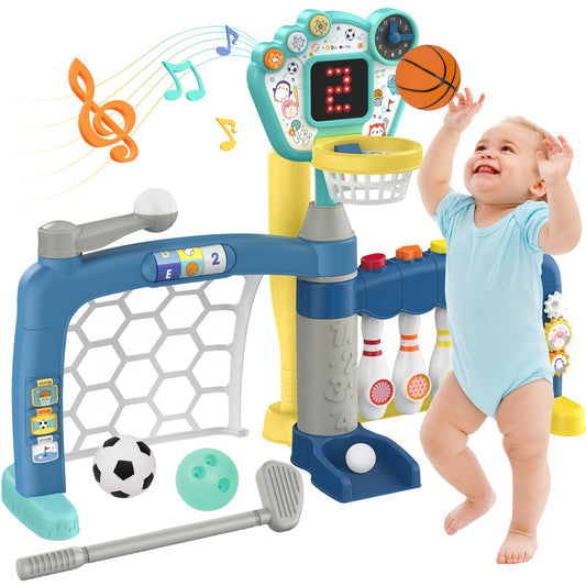 AIGIMU 5-in-1 activity center backboard supports versatile play and skill growth.