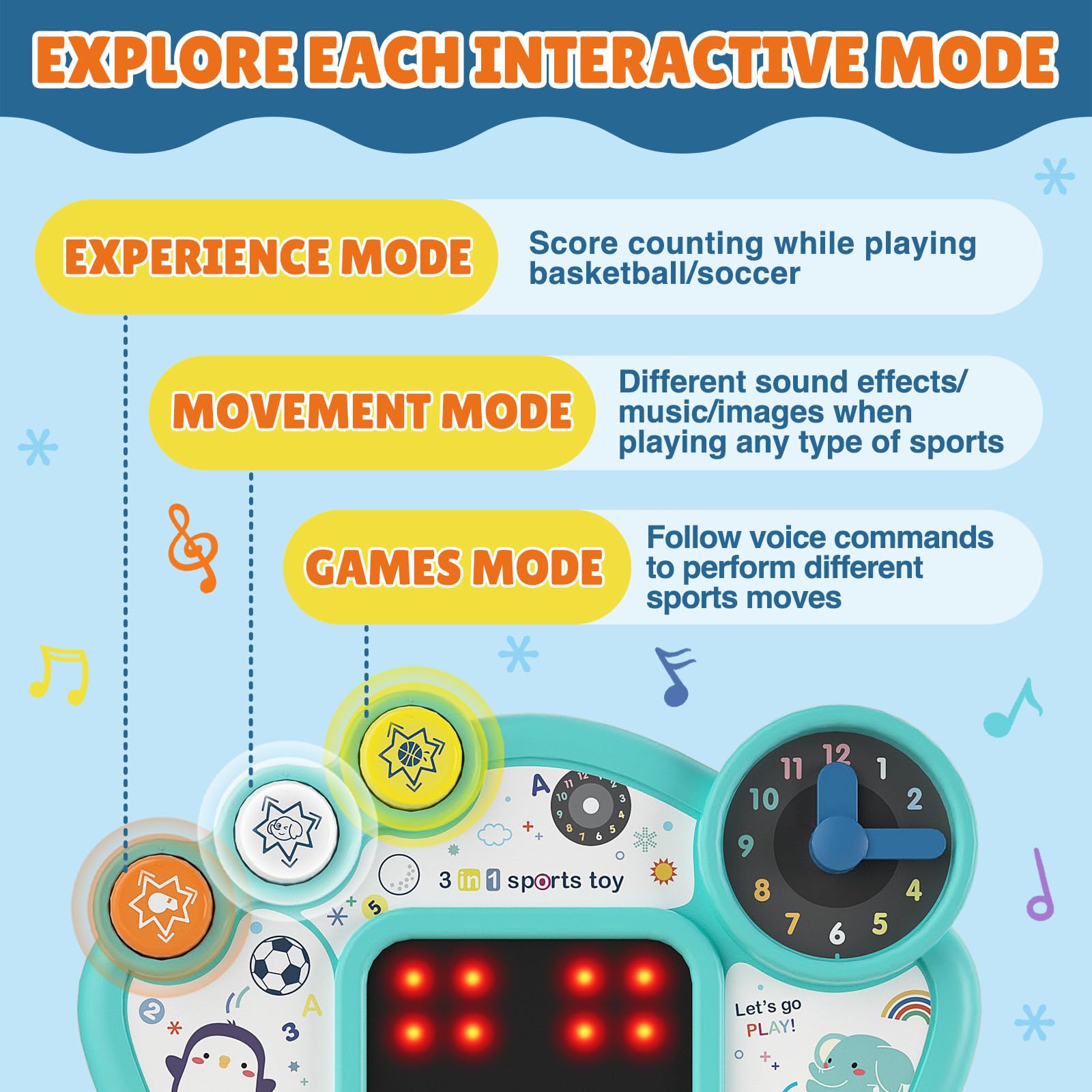 AIGIMU LED backboard displays scores and fun visuals to encourage participation.