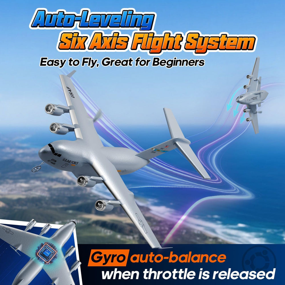 AIGIMU RC airplane with 6-axis gyro stabilizer for smoother handling.