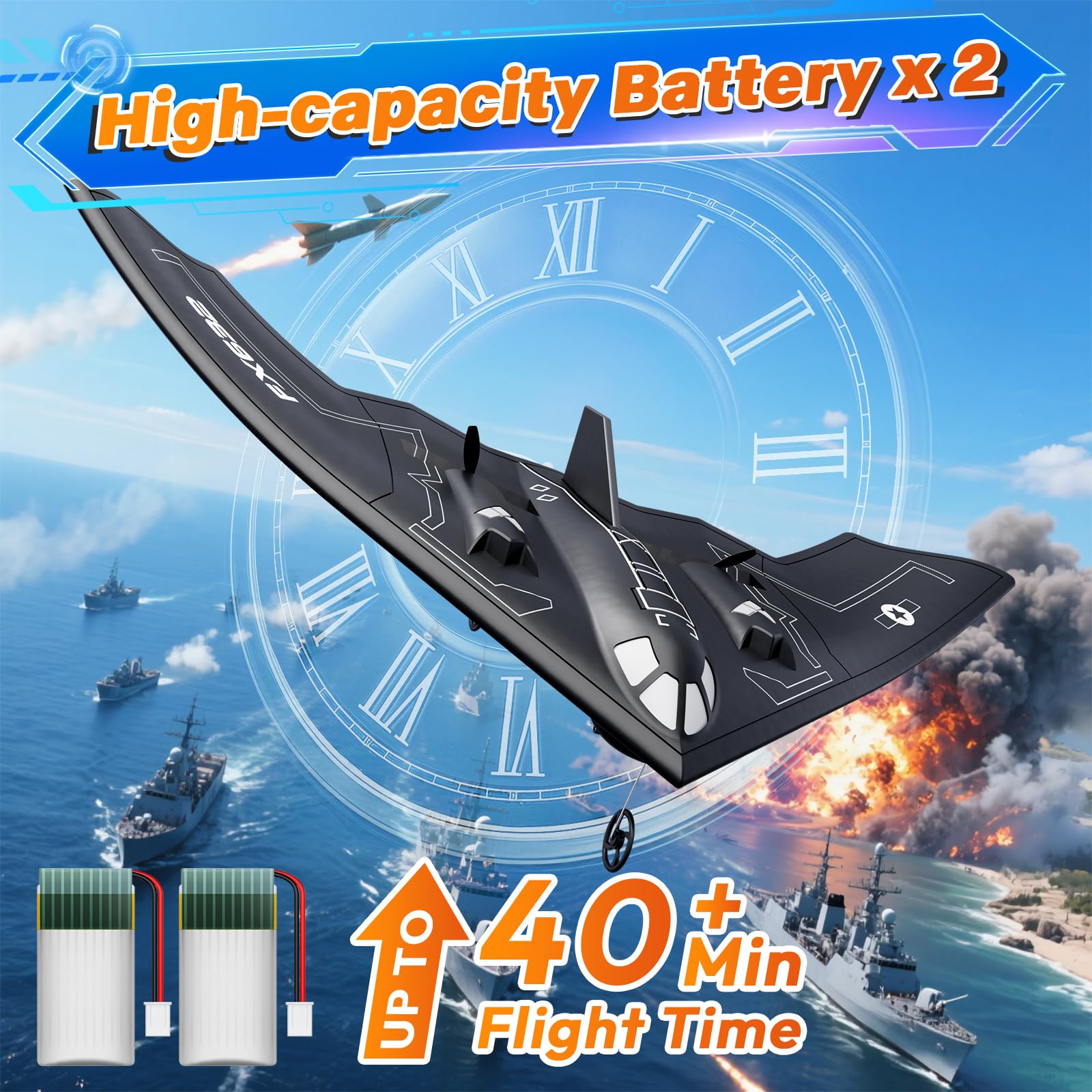 AIGIMU RC Airplane extended battery supports longer flight sessions.