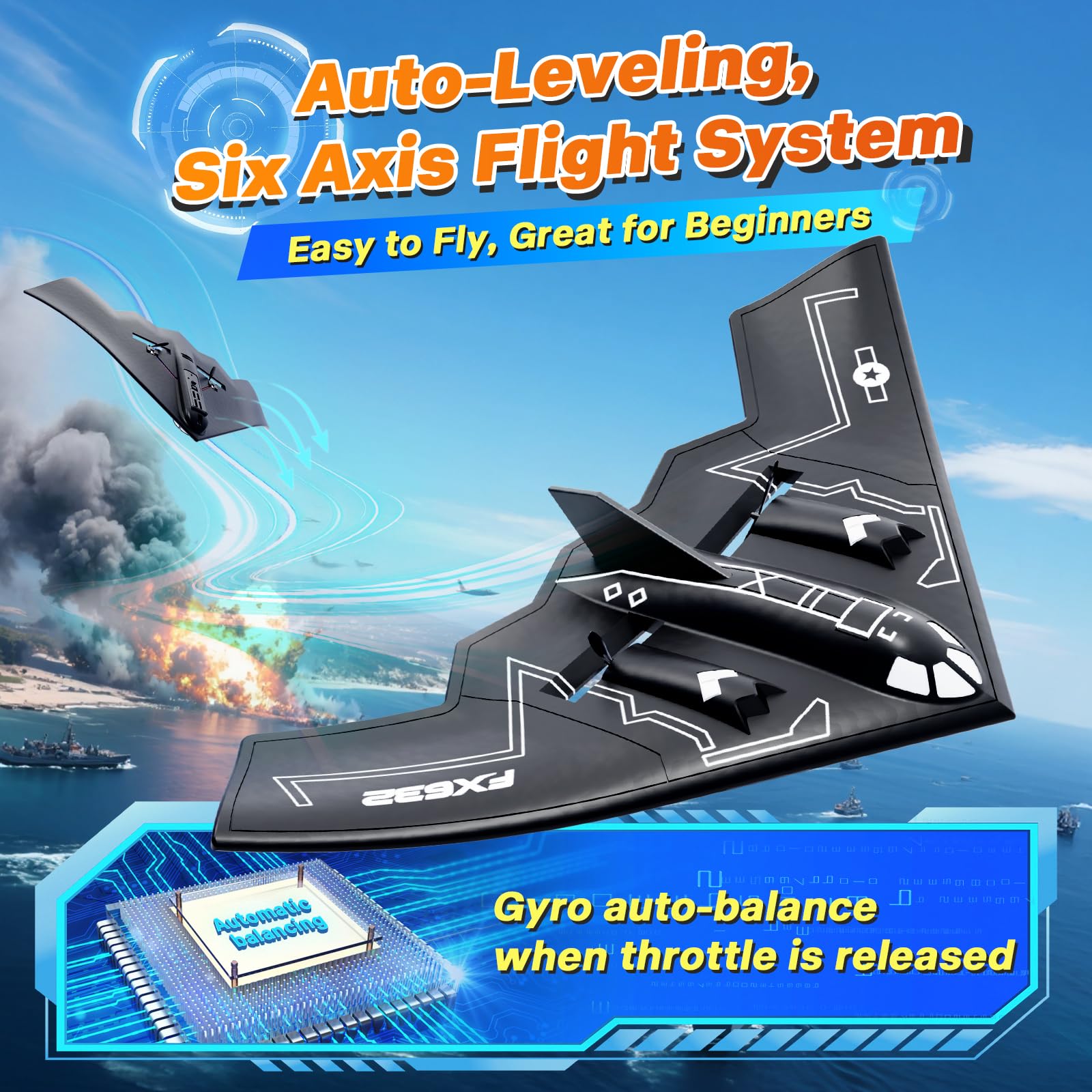 AIGIMU RC Airplane gyro stabilizer enables smoother flights for all skill levels.