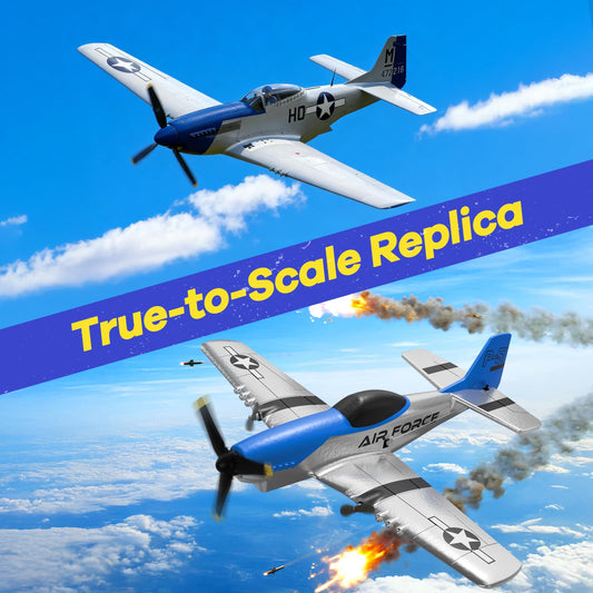 AIGIMU RC Airplane side view highlights its aerodynamic profile for easy handling.