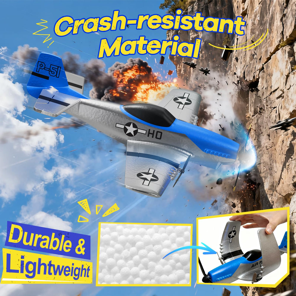 AIGIMU RC Airplane features a sturdy undercarriage and high-toughness propellers.