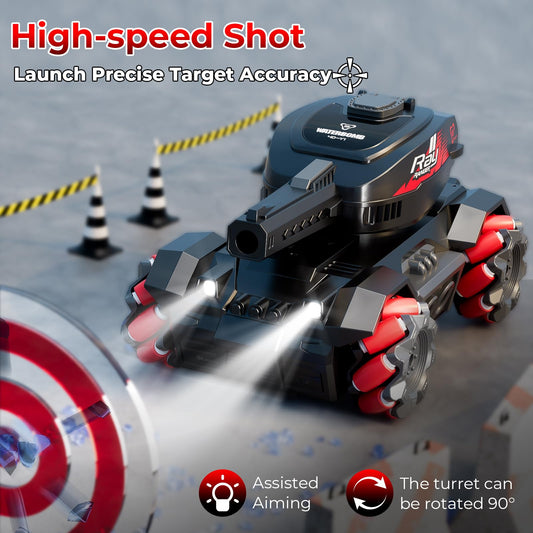 AIGIMU RC Tank demonstrates 360-degree rotation for targeting