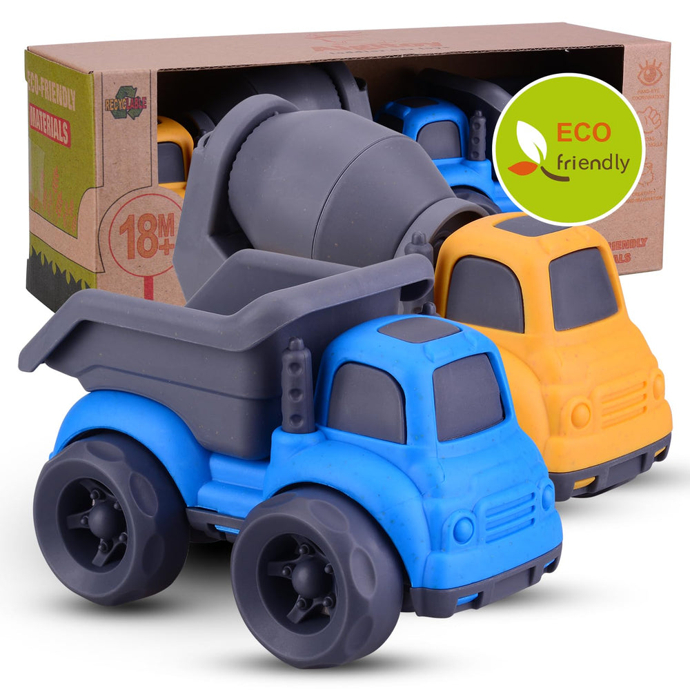 Aigitoy dump truck blue front view encourages imaginative play and motor skills.
