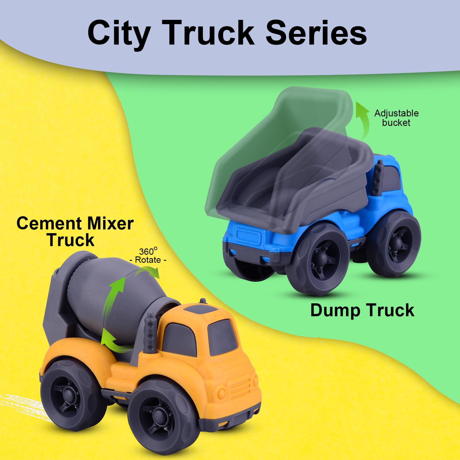 Aigitoy dump truck blue side view promotes pushing and hand-eye coordination.