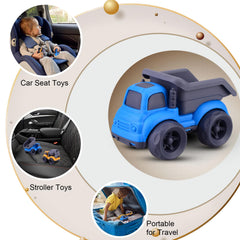 Aigitoy mixer cement truck blue highlights construction-themed role play.