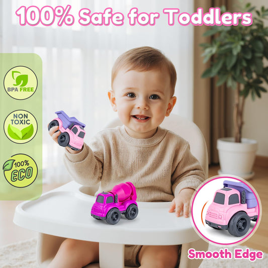 Aigitoy pink mixer cement truck toy, inspiring imaginative construction play.