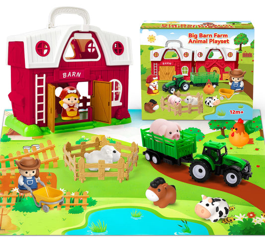 Aigybobo big red barn playset with durable design for imaginative farm play.
