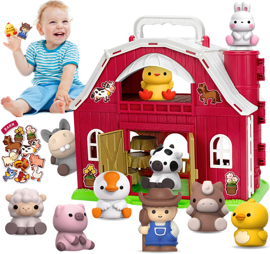 Aigybobo big red barn toy with bright colors for creative farm play.