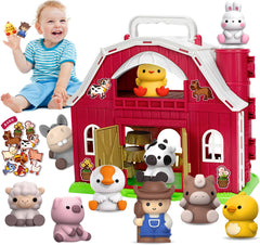 Aigybobo big red barn toy with bright colors for creative farm play.