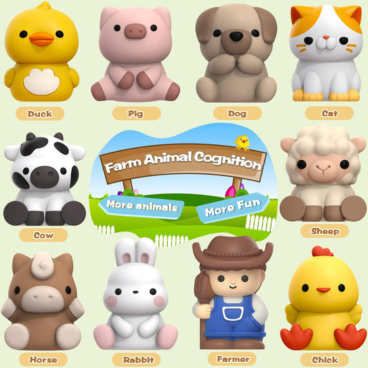 Aigybobo cat, dog, duck, and rabbit figures support sensory play and motor skills