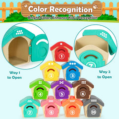 Aigybobo parent-child play scene with finger puppets and kennels.