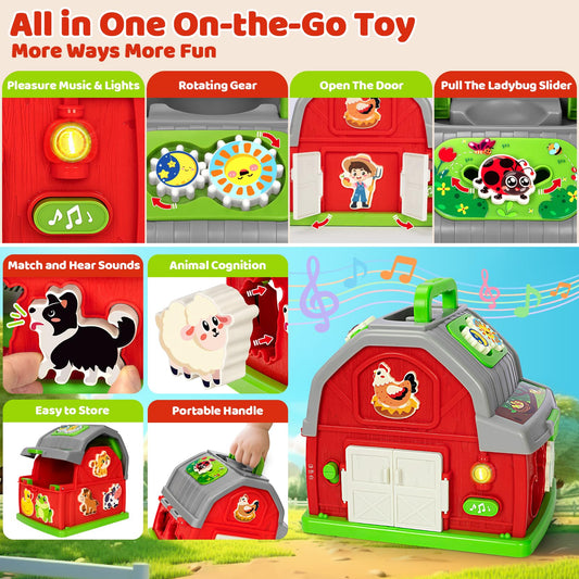 Aigybobo farm animal pieces ready for sorting into their matching barn holes.