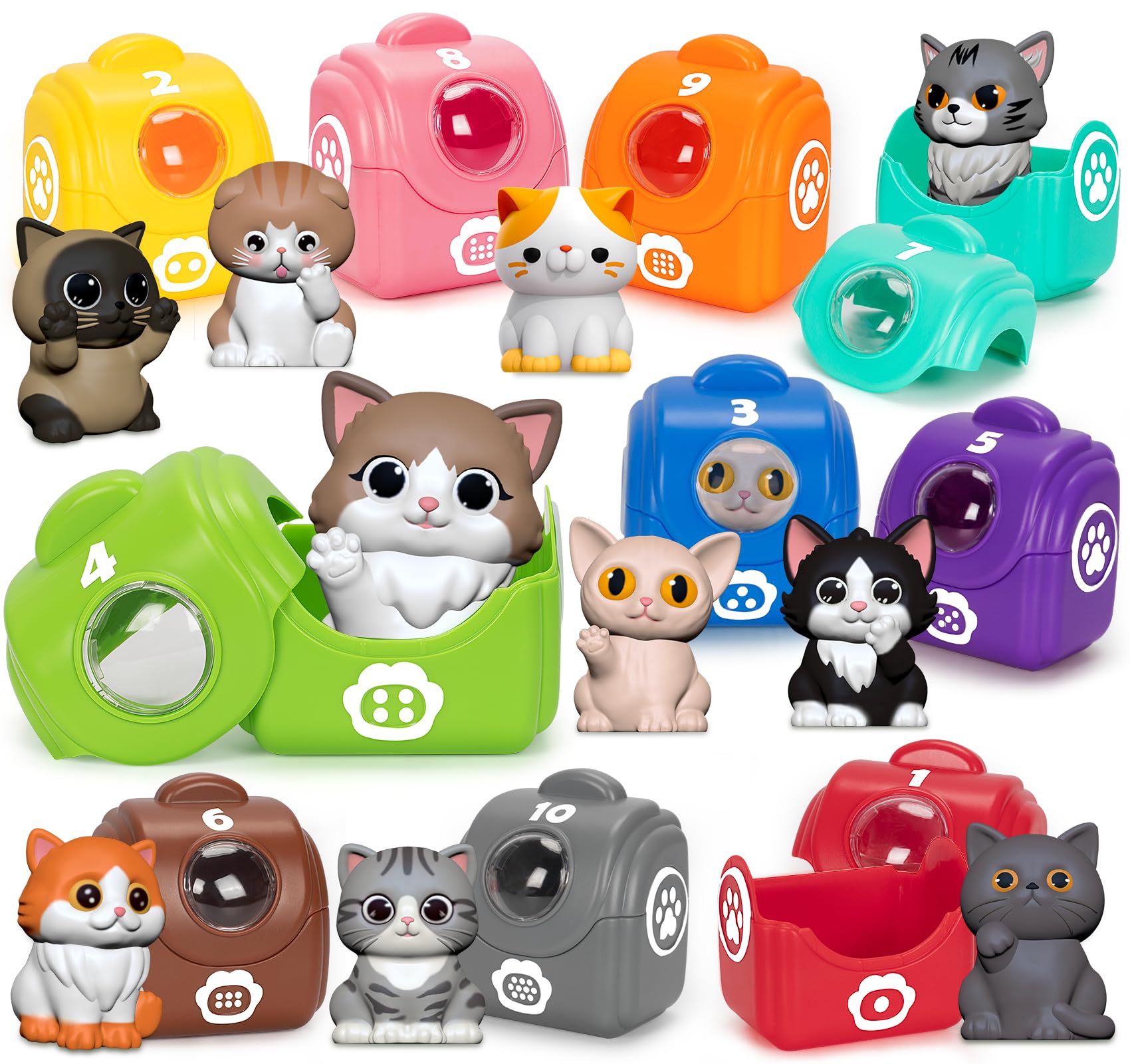 Aigybobo kitten finger puppets set with colorful cat bags for interactive play and learning
