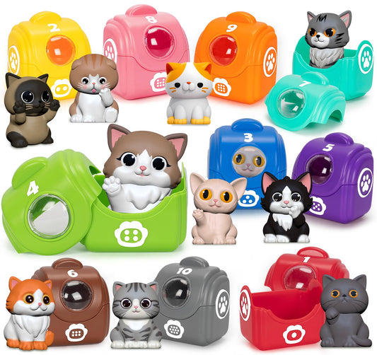 Aigybobo kitten finger puppets set with colorful cat bags for interactive play and learning