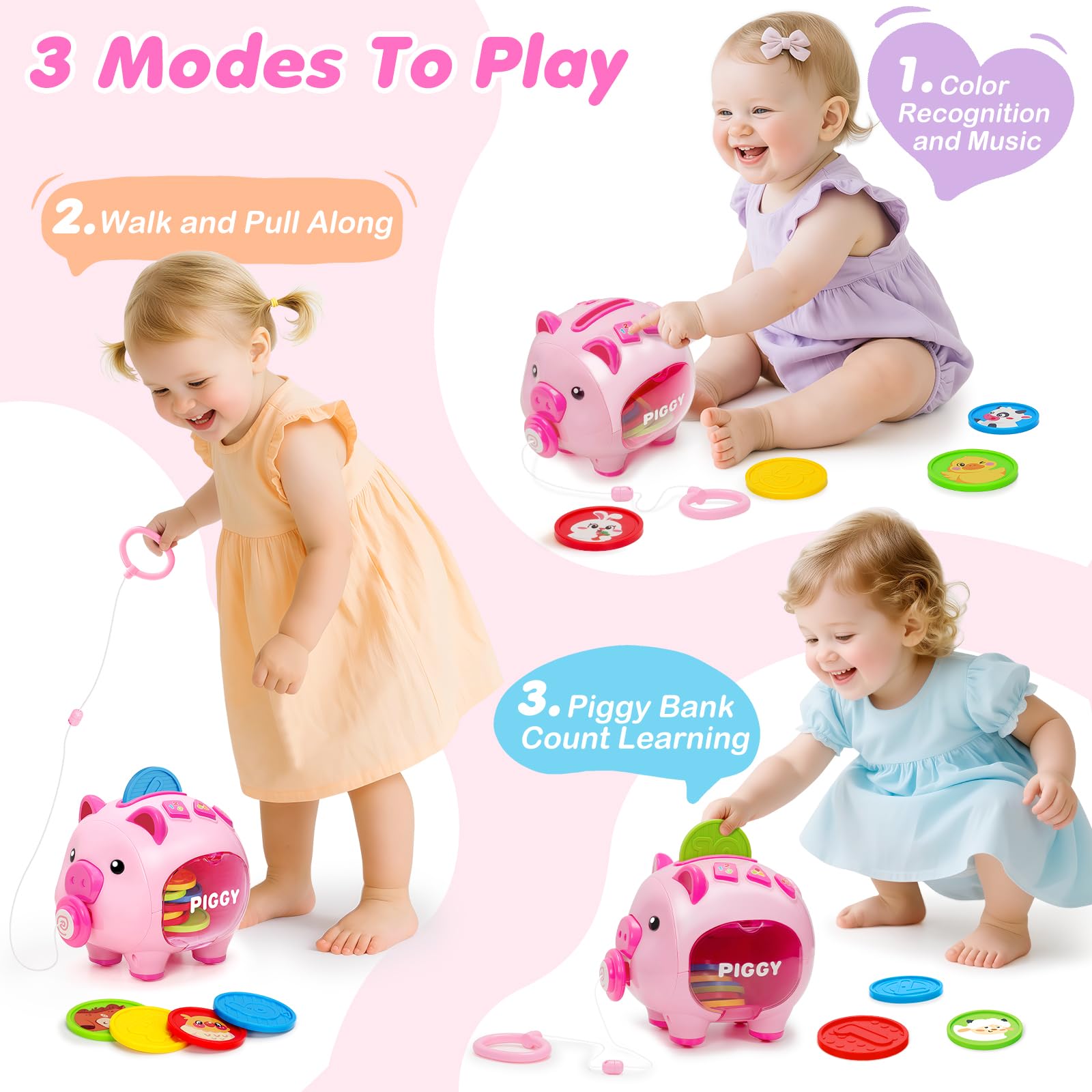 Aigybobo piggy's nose interaction prompts learning through questions and rewards.
