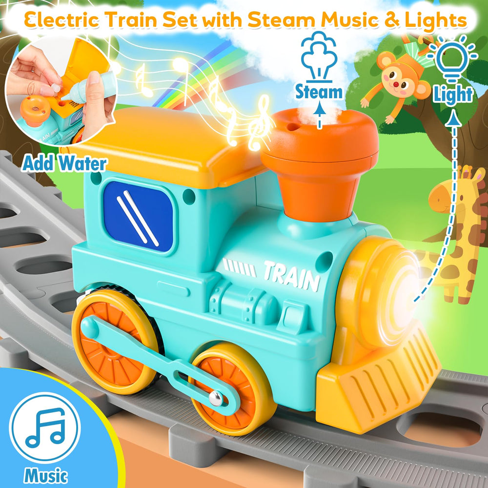 Aigybobo safari animals inside the train inviting imaginative play.
