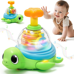 Aigybobo turtle toy shell spin glow encourages curiosity during exploratory play.
