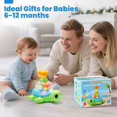Aigybobo turtle toy lights create inviting visuals to hold attention.