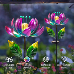 AIINY purple-blue lotus yard art enhances daytime garden aesthetics